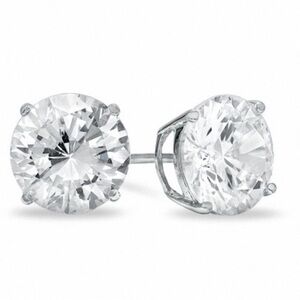 18k White Gold Plated Round Stud Earrings